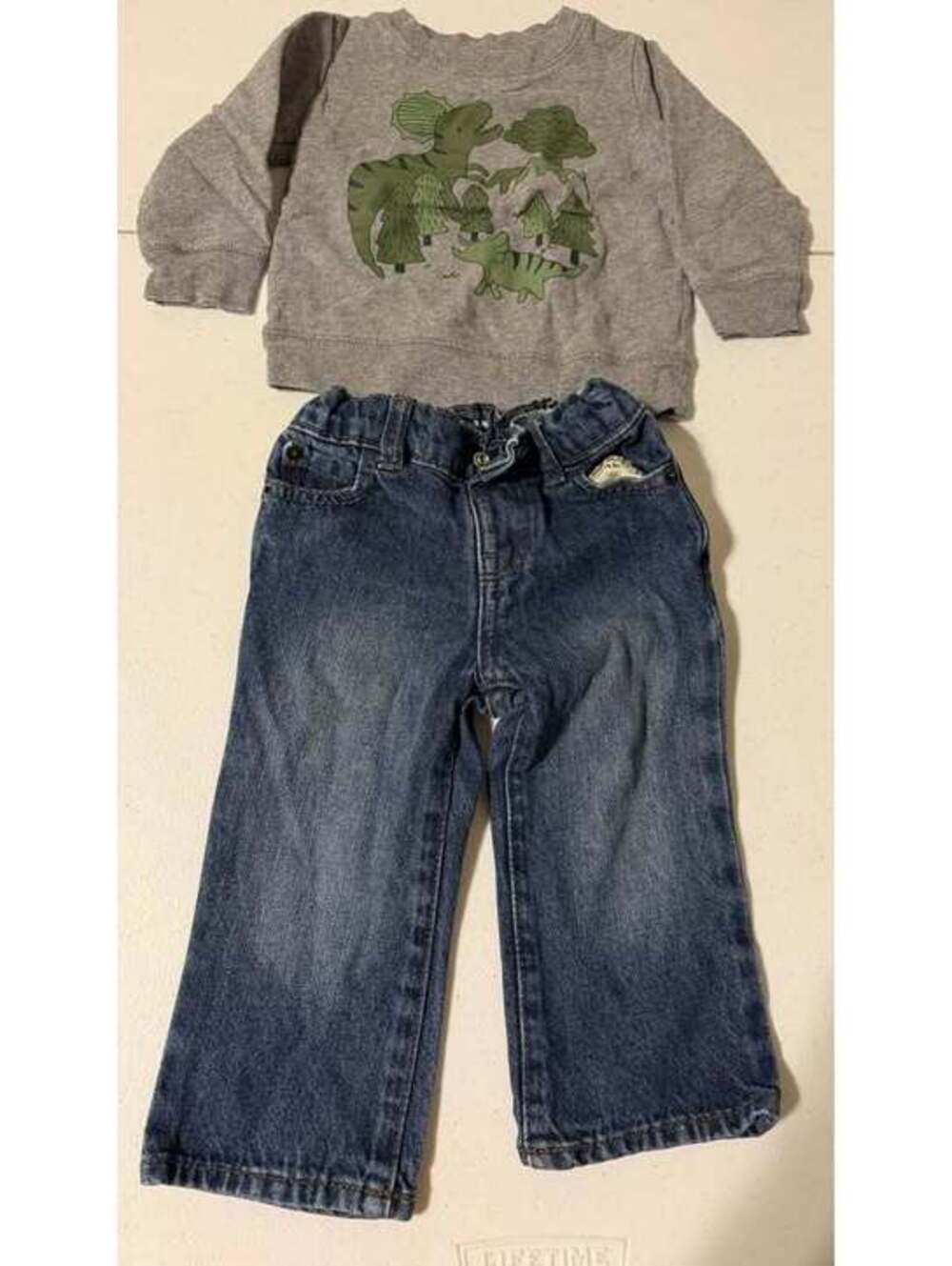 The Children's Place 12-18M Dinosaur Sweatshirt and Jeans Set